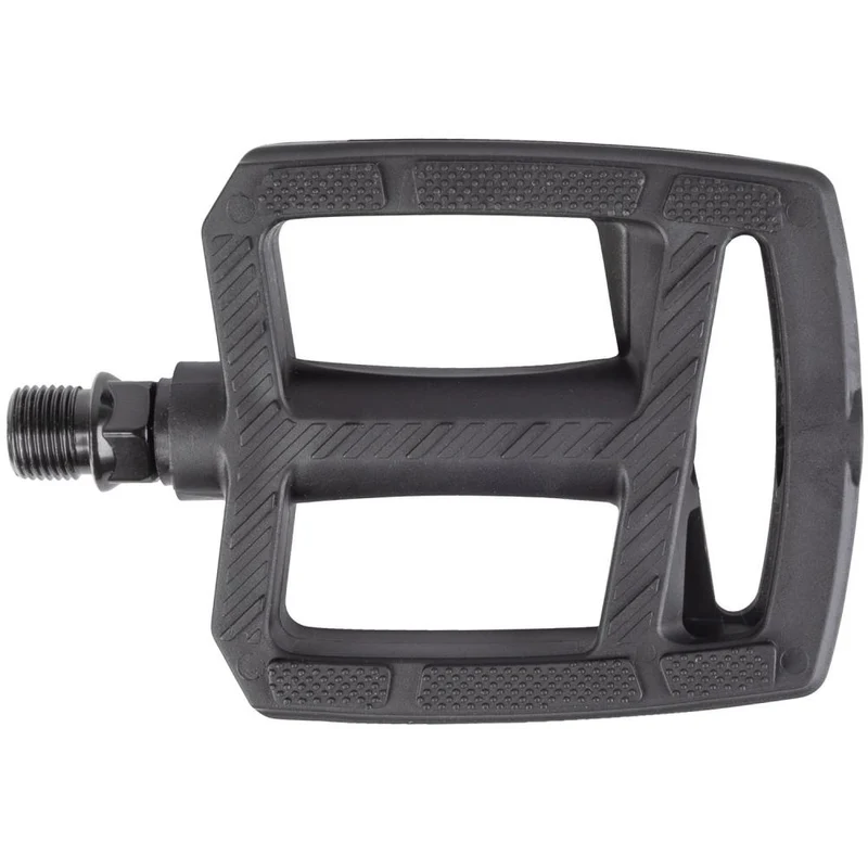 M-WAVE Steady Flat 2 Plattformpedal schwarz 1 Paar - robustes Thermokunststoff-Pedal mit Boron-Achse, Kugellager, Reflektoren, 93x84 mm, 9/16\" Gewinde