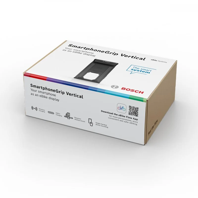 Bosch SmartphoneGrip Vertical BSP3300 Smartphone-Halterung, Smart System, Hochformat, eBike Flow App, kabelloses Laden, USB-C