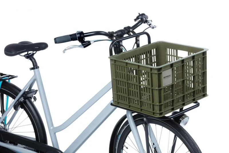 Basil Fahrradkiste M 29,5L Grün  Nachhaltige Kunststoffkiste für Damen- und Herrenfahrräder, 45x35x25 cm