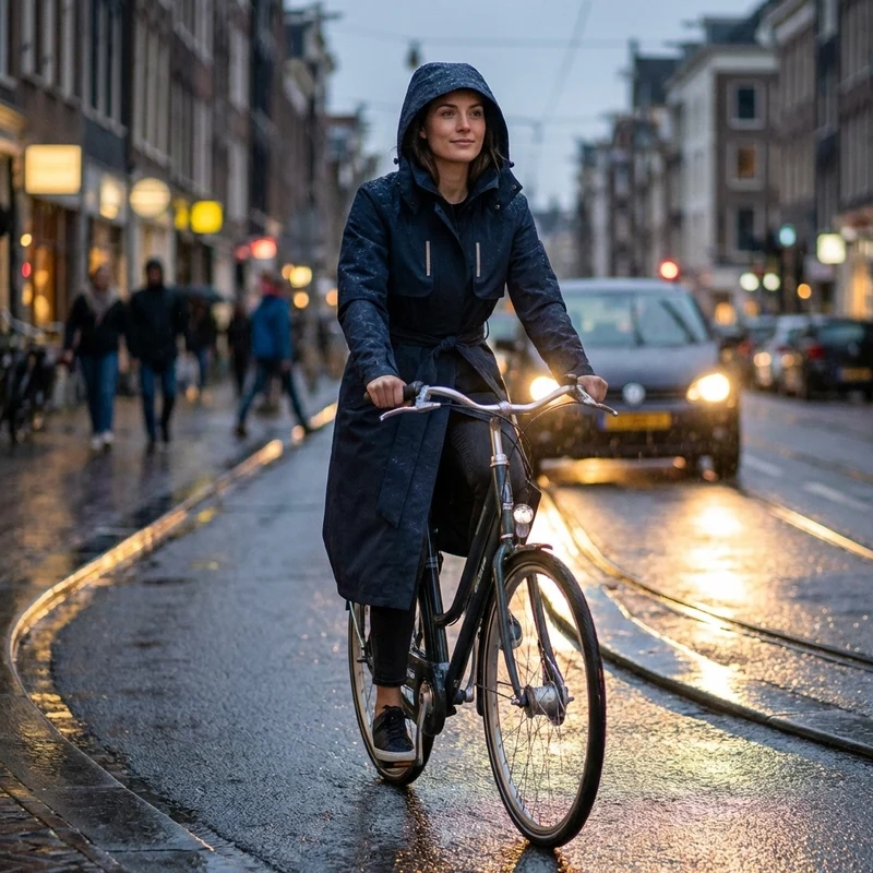 Basil Fahrrad Regentrenchcoat Mosse night blue XXL Damen