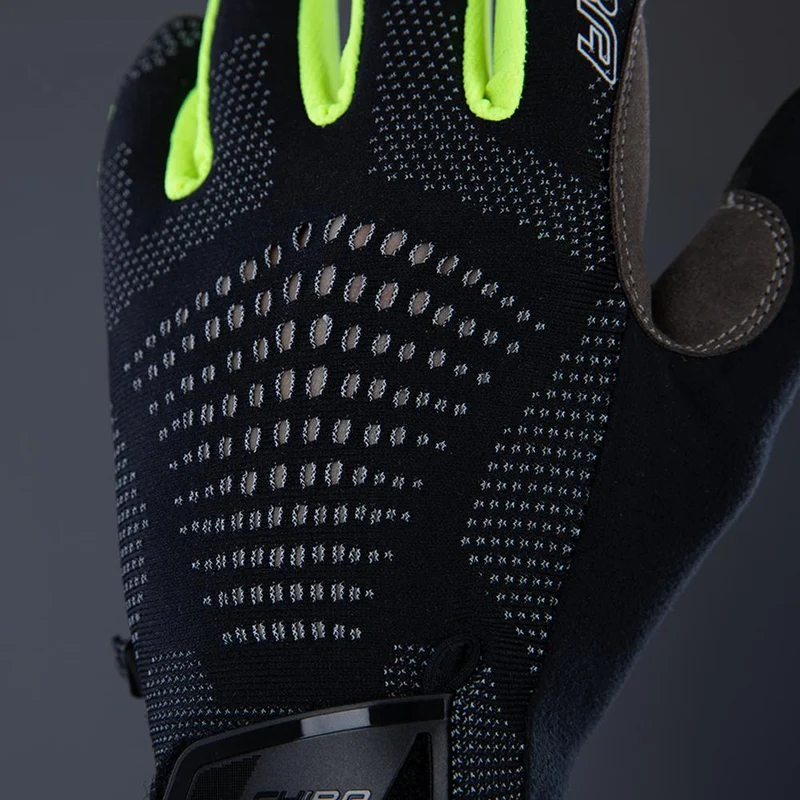 CHIBA Gel Performer - Radhandschuhe schwarz/neongelb, L, Gelpolster & Touchfunktion